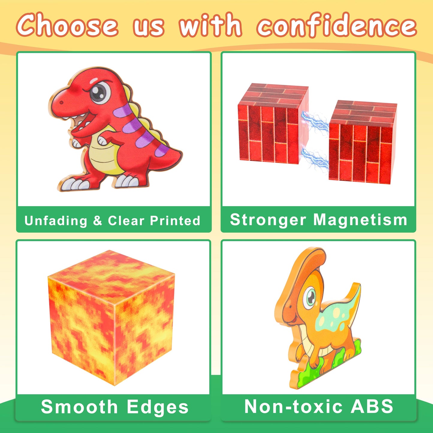 Magnetic Blocks - 110Pcs Dinosaur Toys Magnetic Cubes For Kids, Magnetic Building Blocks For Kids Ages 4-8 8-12, Magnet Blocks C