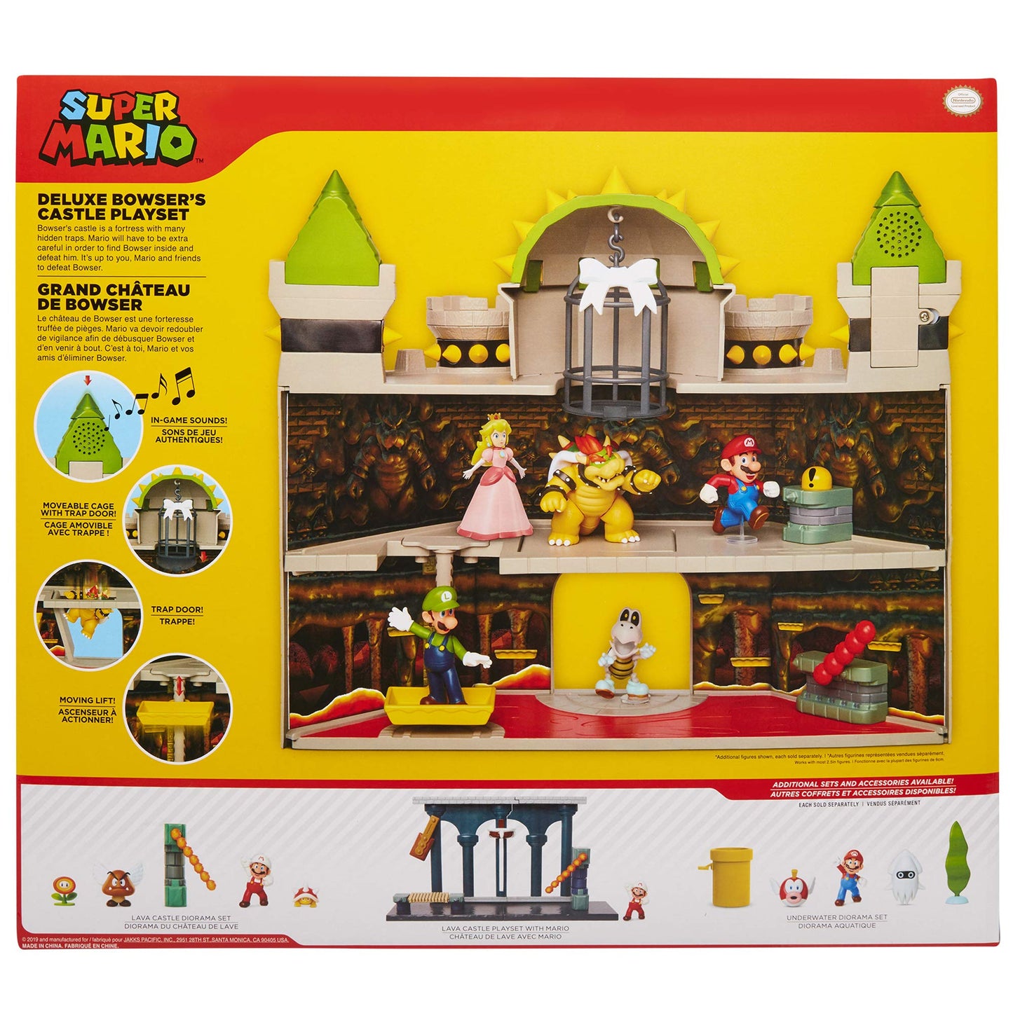JAKKS Pacific Super Mario Bowser's Castle Playset with 2.5" Figure, 31cm, Plastic, Interactive Sounds