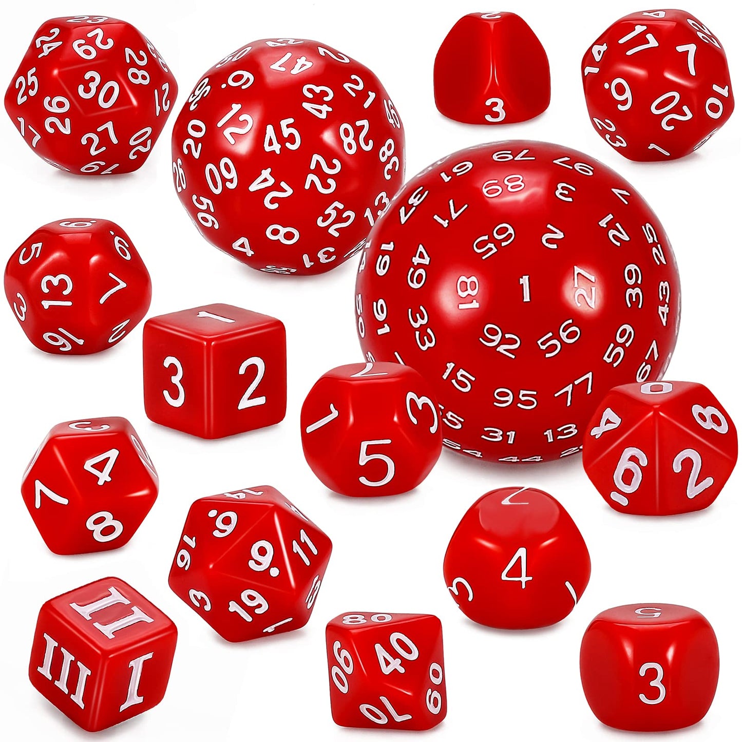 CiaraQ DND Polyhedral Dice Set (15pcs) D4-D100 Game Dice with Dice Bag for Dungeons and Dragons Role Playing Table Games (Red &