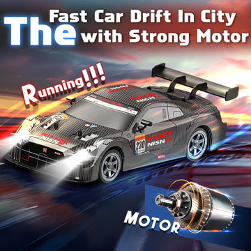 Sakeye RC Drift Car - 2.4GHz 4WD Hobby Racing Car, Black, with Lights and Drifting Tires, Rechargeable, For Adults & Kids