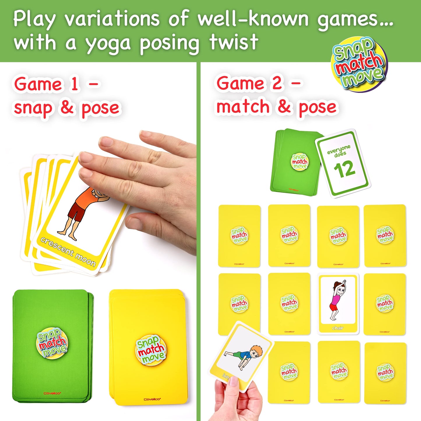 Covelico Yoga Cards For Kids - Fun Yoga Pretzels Cards For Kids Yoga Games For Children, Play Memory Yoga Game, Snap And Go Fish Yoga, Yoga Flash Cards And Yoga Kids Props For Kids Yoga & Tween Yoga.