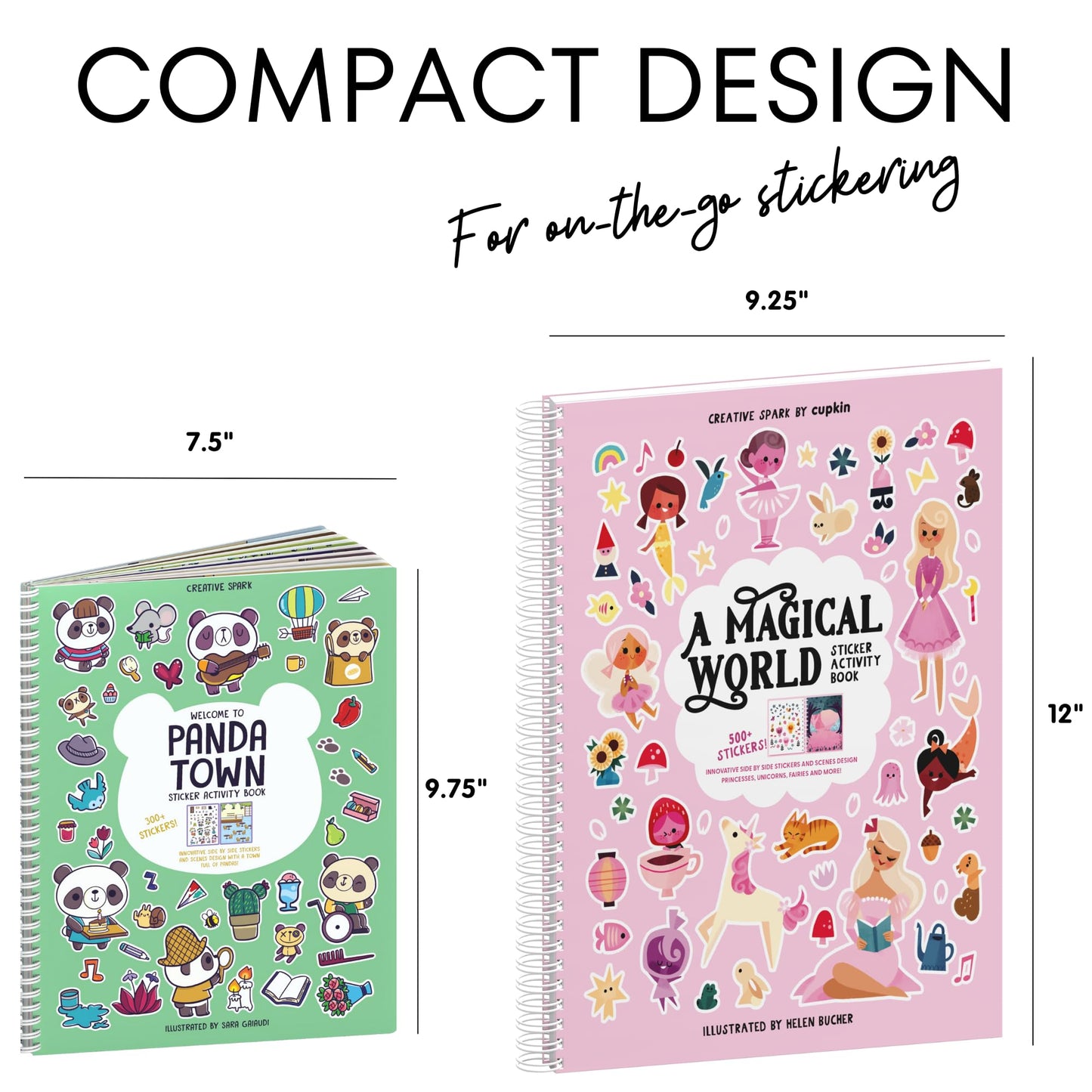 Cupkin Panda Town Sticker Book Activity For Kids, Toddler Airplane Travel Essentials, 300+ Stickers For Kids 8 Scenes + Coloring