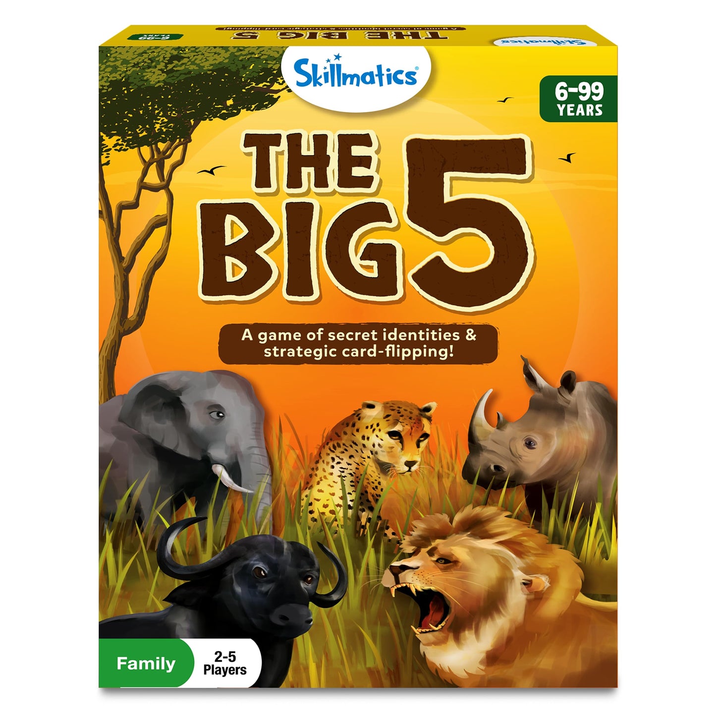 Skillmatics Card Game - The Big 5, Animal Themed Game of Secret Identities & Strategic Card-Flipping, Family Friendly Game, Gift