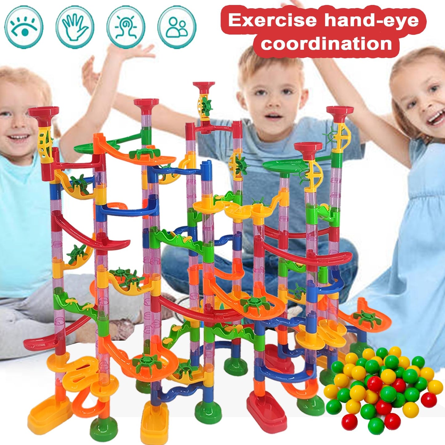 ailixinda Marble Toy Premium Set - 232 PCS STEM Building Blocks, 45 Marbles, Multicolor, 2"x3"x0.5" - Educational Fun for Kids
