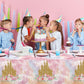1 Pack Princess Tablecloths Birthday Decorations,Plastic Pink Rose Castle Table Cloth for Parties,Disposable Rectangle Floral Ta