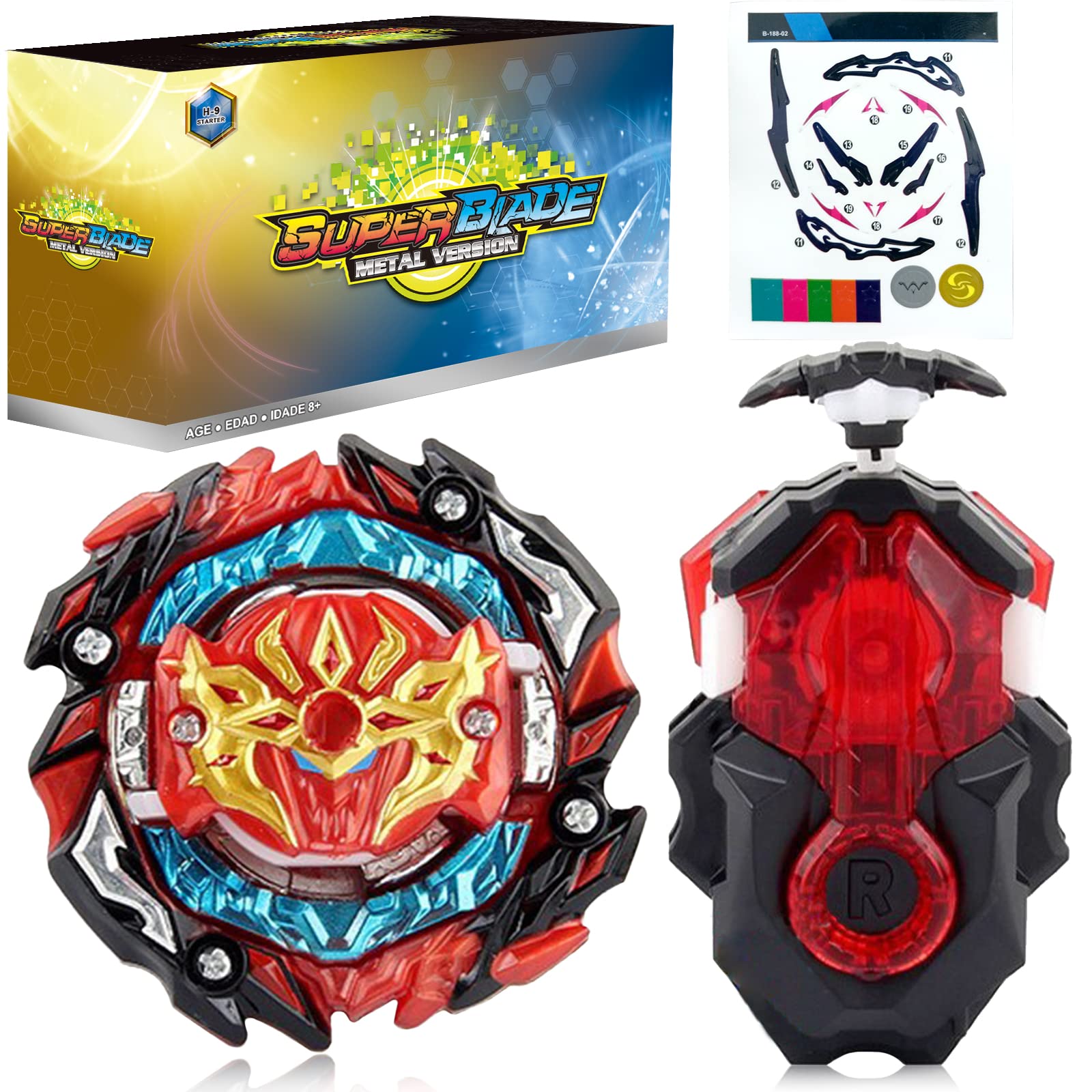 Battling Top cutting edge Battle Set  B-192 Greatest Raphael Spinning Top Starter Gyro Set with Launchers  Toy Gift for Boys Kids Girls Ages 6+