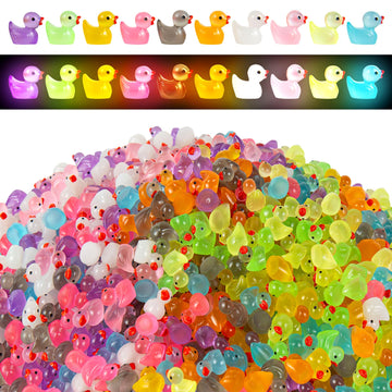 1000Pcs Luminous Mini Resin Duck Tiny Duck Figurine For Fairy Garden Landscape Aquarium Potted Plant Prank Game Diy Ornament Par