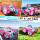 HIEKYOIT Remote Control Car, Pink RC Cars for Girls, 2.4 GHZ Double Sided RC Stunt Car 360 Rotating Remote Control Crawler with