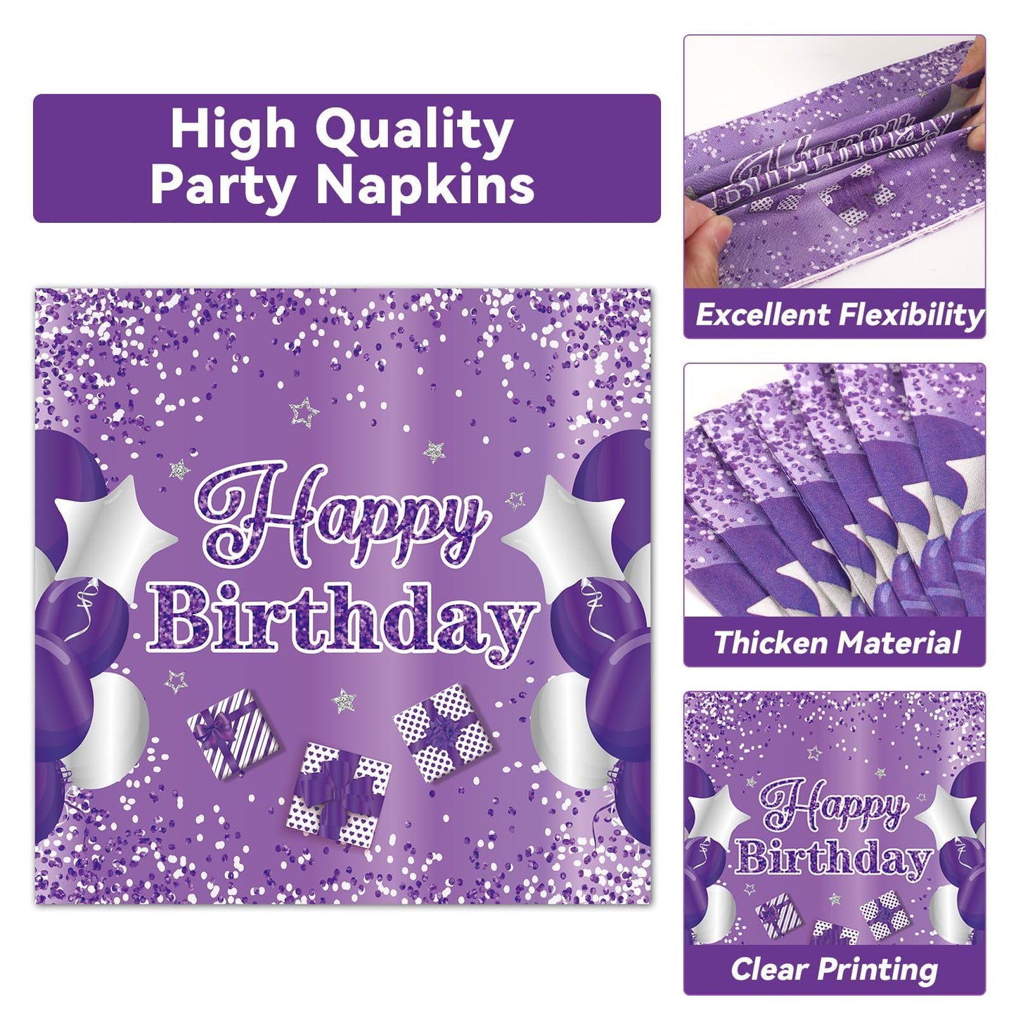 Qyeahkj 100 Pcs Purple Official Teen Birthday Decor 13Th Birthday Plates Napkins Forks Set Disposable Official 13Th Tableware Te