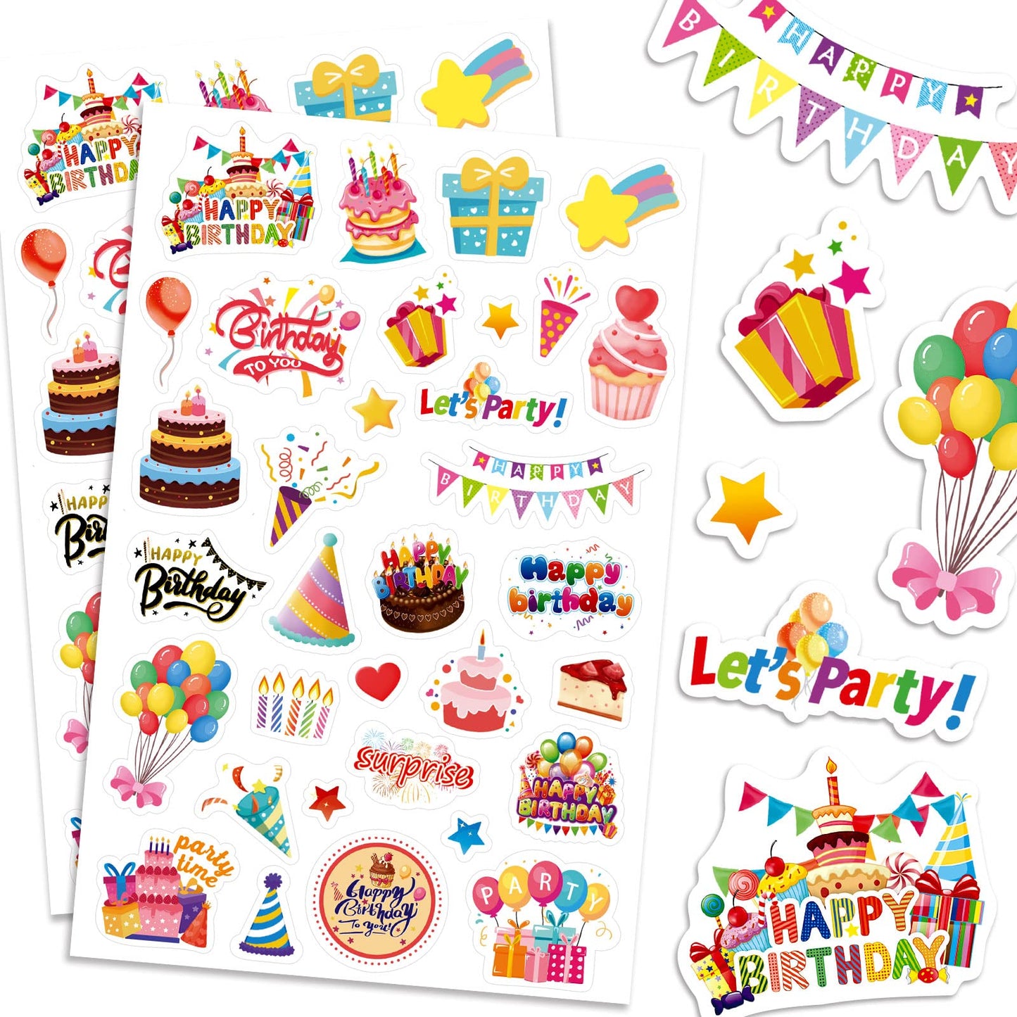 Happy Birthday Stickers For Kids Adults 660 Counts Large Happy Birthday Adhesive Stickers Party Gifts Bags Box Celebration Envelope Sealing, Gift Wrap Decorations 20 Sheet