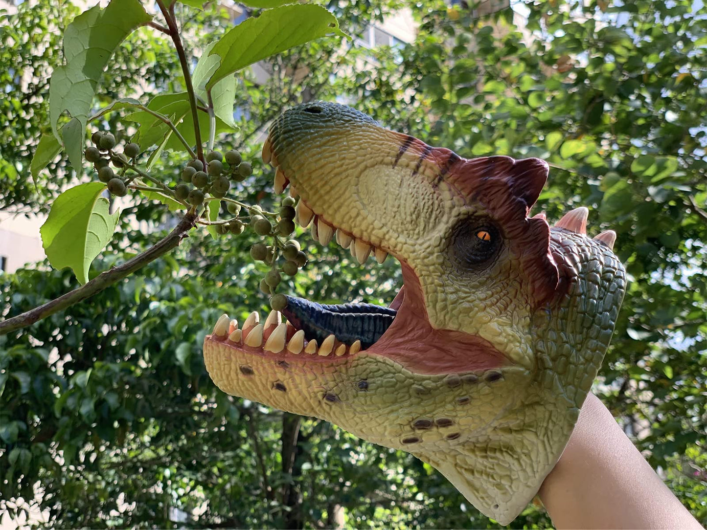 Gemini&Genius Dinosaur Hand Puppets Scary Toys Soft Rubber Animal Head Puppets Swimming Pool Beach Bathing Role Play Toys For Ki