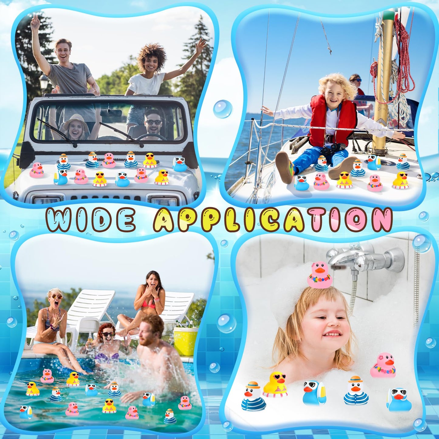 Honoson 48 Pcs Beach Rubber Duckies Mini Rubber Duck Bath Toys Float Funny Bathtub Squeaky Ducky For Pool Water Activity Birthda