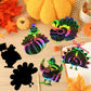 JULMELON 36Pcs Thanksgiving Fall Arts and Crafts, Rainbow Scratch Paper Art Cute Turkey Crafts for School Classroom Activity Aut