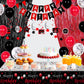 Red And Black Birthday Decorations For Men Women, 74Pcs Happy Birthday Party Decorations For Boys Girls With Happy Birthday Banner Tablecloth Foil Fringe Curtains Hanging Swirls Decor Black And Red Party Decorations Bday Party Supplies