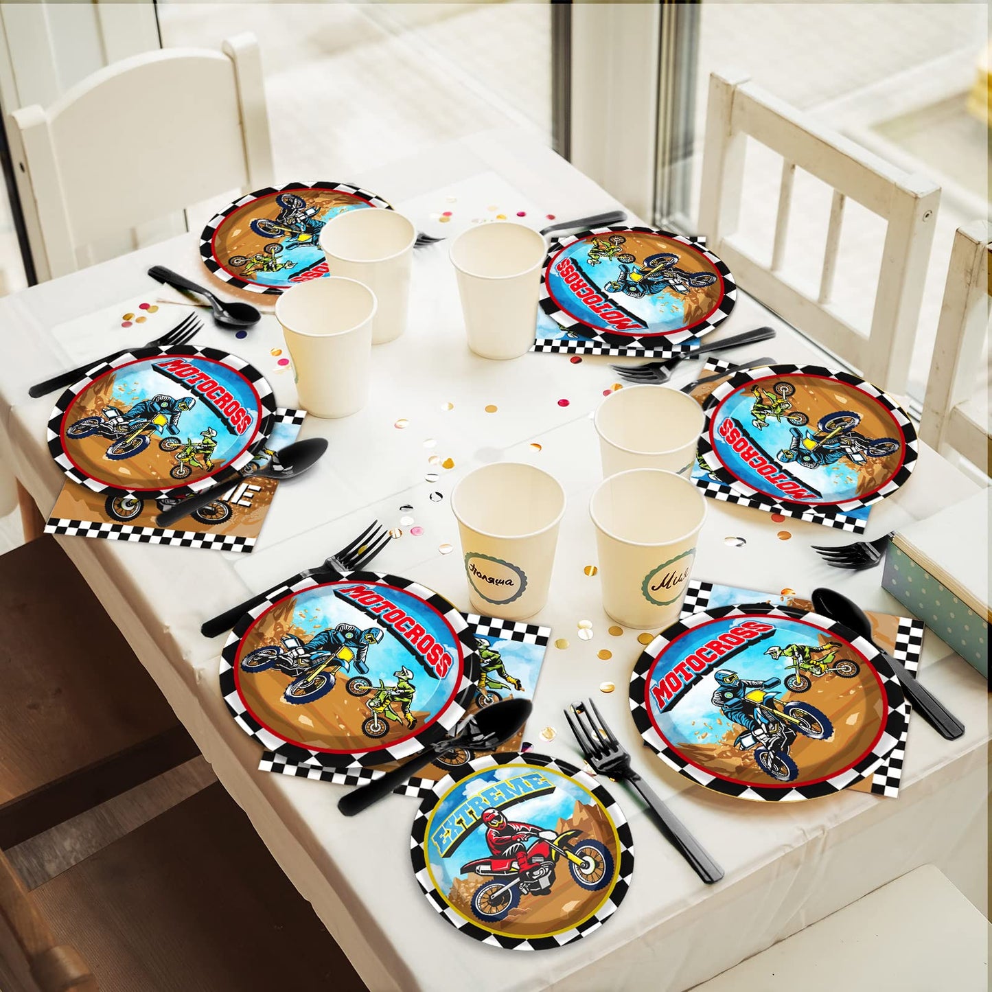 96 Pcs Dirt Bike Party Plates And Napkins Party Supplies Motorcycle Theme Party Tableware Set Motocross Dirt Bike Party Decorati
