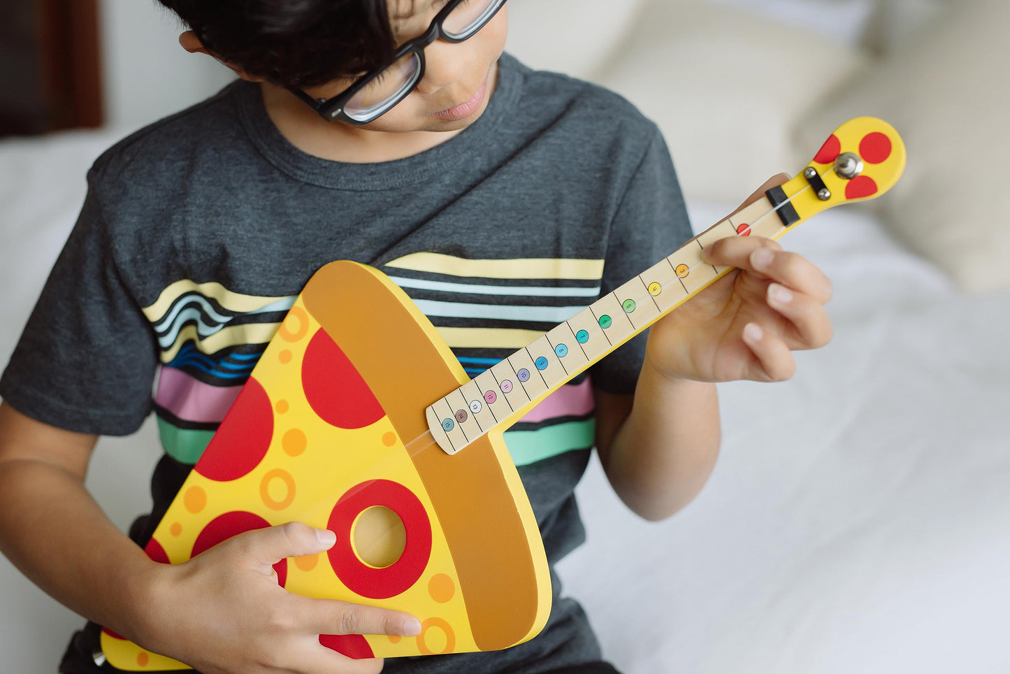 Tinkertar - Pizza Guitar - The Easiest Way To Start And Learn Guitar - 1 Stringed Toy Instrument For Kids Perfect Intro To Music