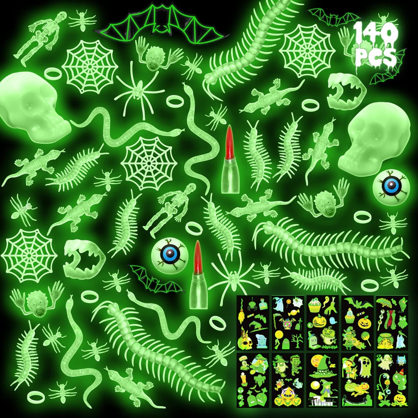 TOY Life 140PCS Halloween Party Favors Halloween Toys for Kids Halloween Goodie Bag Stuffers Fillers Halloween Treat Non Candy G