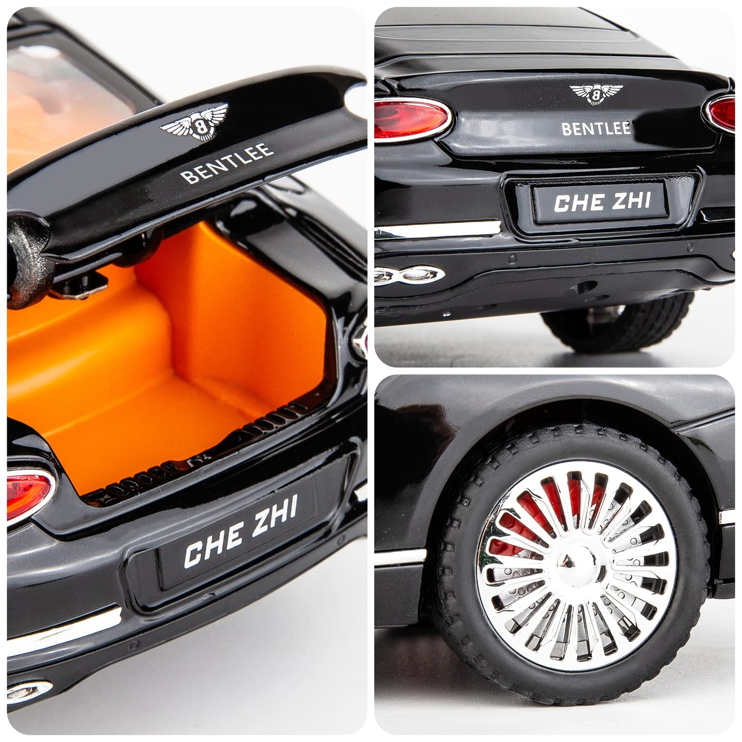 Wakakac Compatible For 1/24 Bentley Continental Gt Model Car Alloy Diecast Toy Car Collectible Pull Back Toy Vehicles With Sound