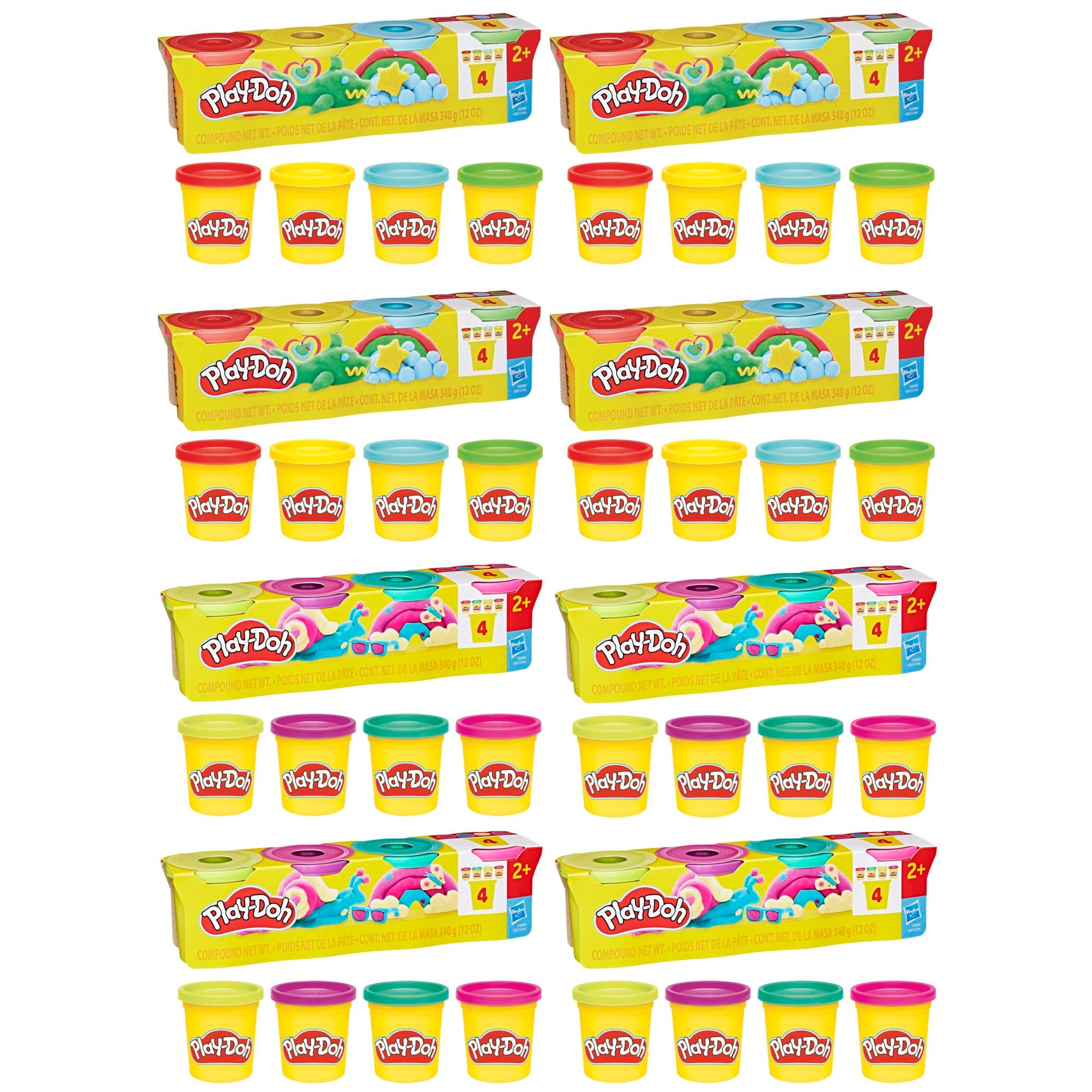 Play-Doh Bulk 4 Pack Vibrant Colors, 32 Colorful 3 Ounce Cans of Modeling Compound, Kids Arts & Crafts, Preschool Toys for Girls