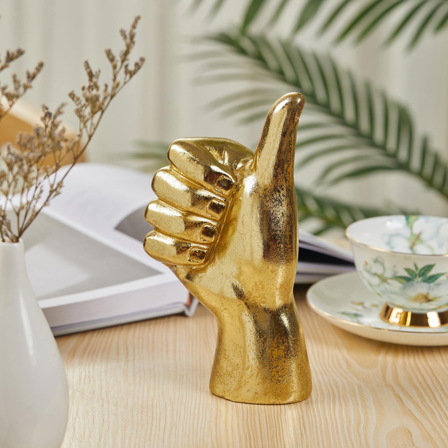 Micdecor Gold Decor Good Job    Thumb Up    Asl Hand Sign, Classic Gesture Hand Sculpture For Christmas New Year Birthday 8.46 I