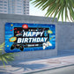 Game Happy Birthday Backdrop Decorations Blue Game Happy Birthday Banner Level Up Gaming Birthday Photo Background For Home Indo