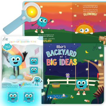 Glo Pals Blair Bath & Bedtime Bundle - Light Up Bath Toy with 1 Interactive Book, 2 Light Cubes & 1 Magic Magnifier - Toddler Ba