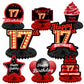 Happy 17th Birthday Red and Black Table Honeycomb Centerpieces Balloons Theme Decor Table Decorations Table Toppers for Girls Wo