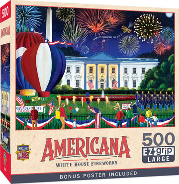 Masterpieces - 500 Piece Jigsaw Puzzle  Large EZ Grip Shapes  White House   Fun for mature-themeds  Seniors  Family  Kids  19.25 x 26.75