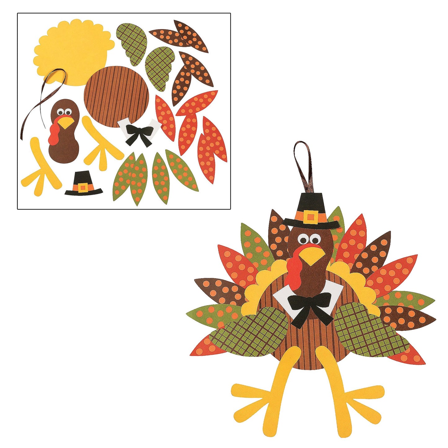 Craft Kits Thanksgiving & Autumn | Peanuts Be Thankful Picture Frame Magnet Kit, Foam Cornucopia Door Sign Kit, Turkey Making Ki