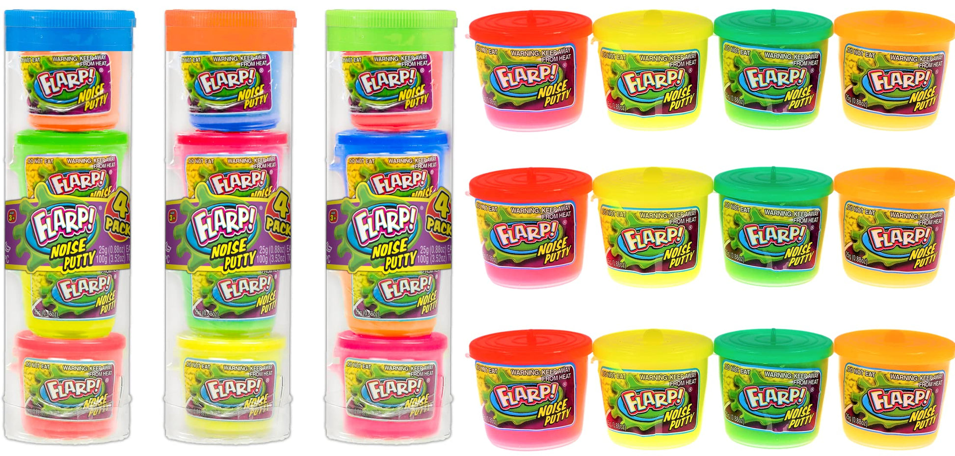 Ja-Ru Mini Noise Putty W/Plastic Containers (3 Pack, 12 Putty Toys) Slime Party Favors Silly Noise Putty For Kids, Boys & Girls. Stress Relief Sensory Fidget Toys. Bulk Goodie Bag Stuffers. 336-3P