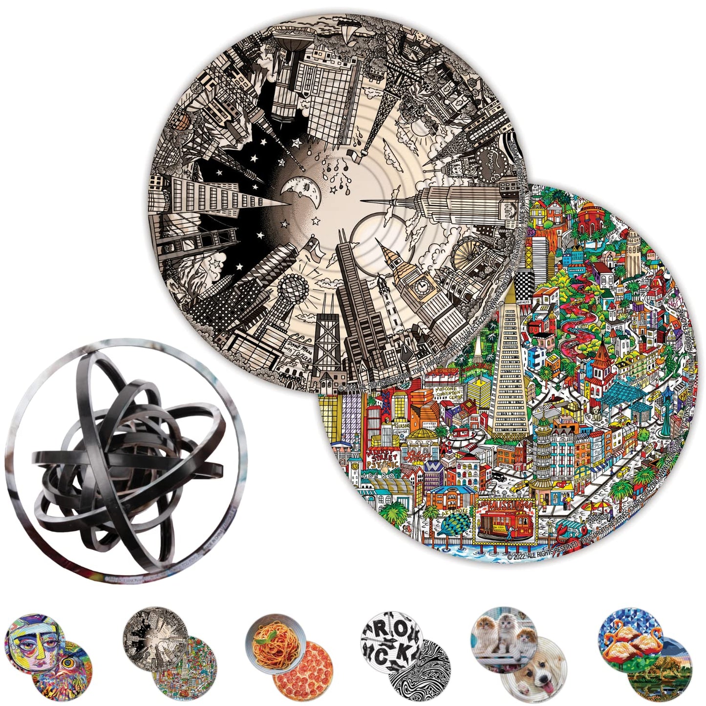 Spin Flip Puzzle - Charles Fazzino - Spin it  Flip it  Solve it! for Those who Love Brain teasers! mature-themed Fidget Toy. Great Gift for Mom  Dad  Teens  Men and Women