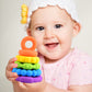 Stacking Baby Teether Toy - Sensory Silicone Teething Rings For Babies - Promote Motor Skills-Premium Food Grade Silicone Rainbo