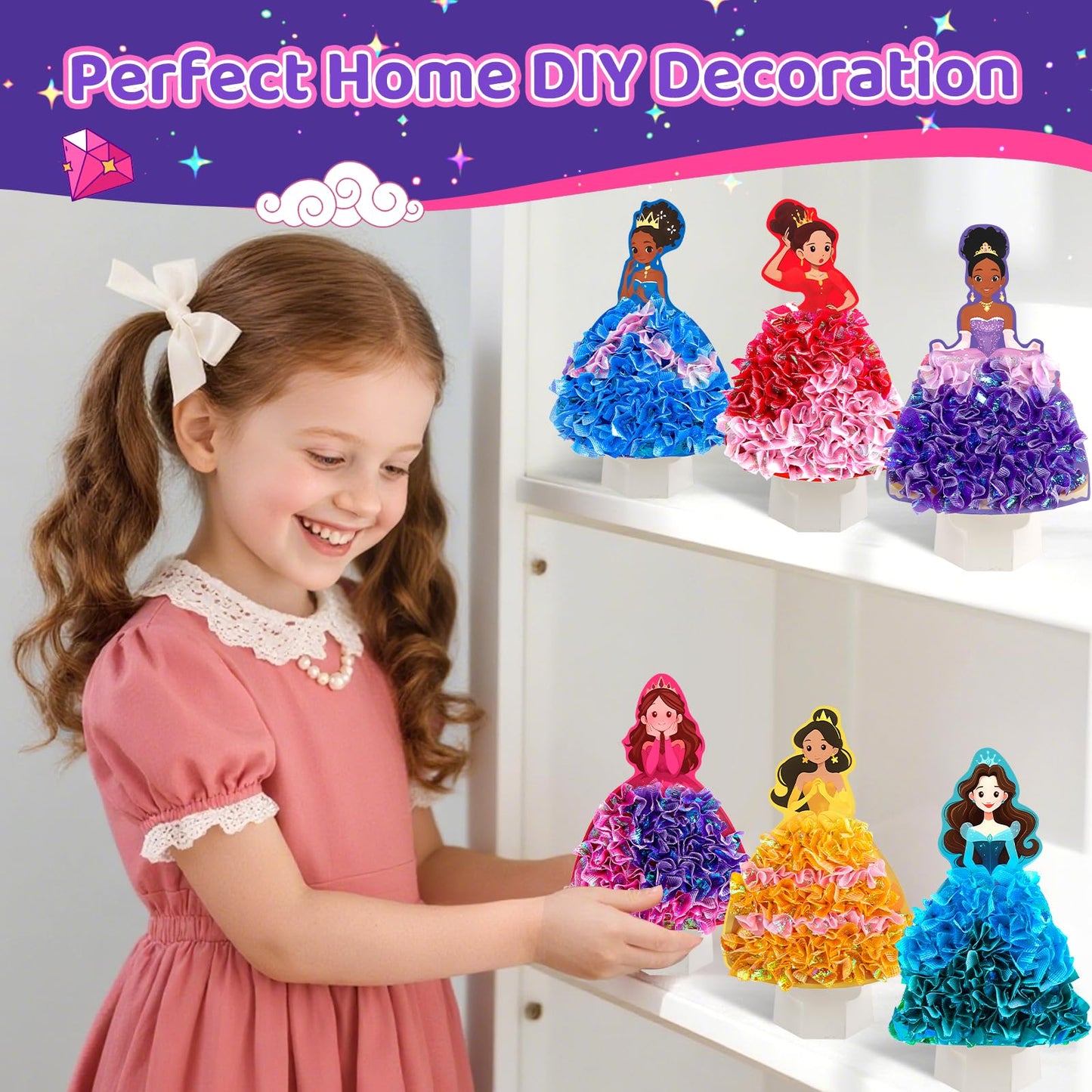 Plunack Poke in Art Crafts for Kids Magical Pretty Princess Craft Poke Art Kits for Girls Boys, Stick and Poke Kit DIY Craft Kit