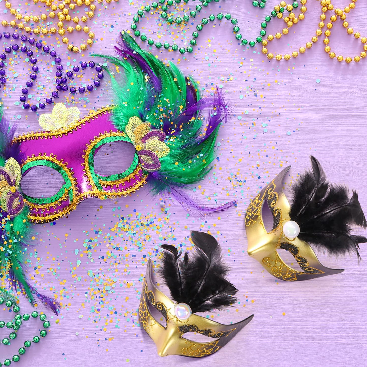12 Pcs Mini Mardi Gras Mask, Small Masquerade Masks Bulk for Mardi Gras Decorations Feather Eye Masks for Women Mardi Gras Party