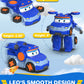Super Wings 5 Inch Transformer Toys Leo Action Figure, Transforming Airplane To Robot, Season 5 New Character, Fun Toy Plane For 3 4 5 Years Old Boys Girls, Preschool Birthday Gift For Kids, Blue