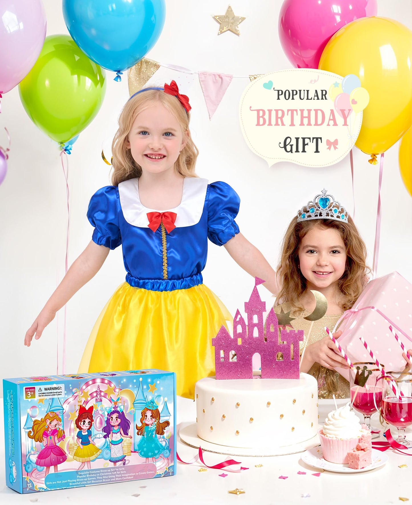 Jeowoqao Princess Dress Up Princess Dress For Girls, Dress Up Clothes Little Girl Princess Pretent Play Costume Christmas Birthday Gift For Toddler Girls Age 3 4 5 6 Years