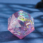 Cusdie 33MM D20 DND Dice with Sharp Edges and Glitter Foil Inclusions, Single 20 Sided D&D Dice, for Role Playing Game Dungeons
