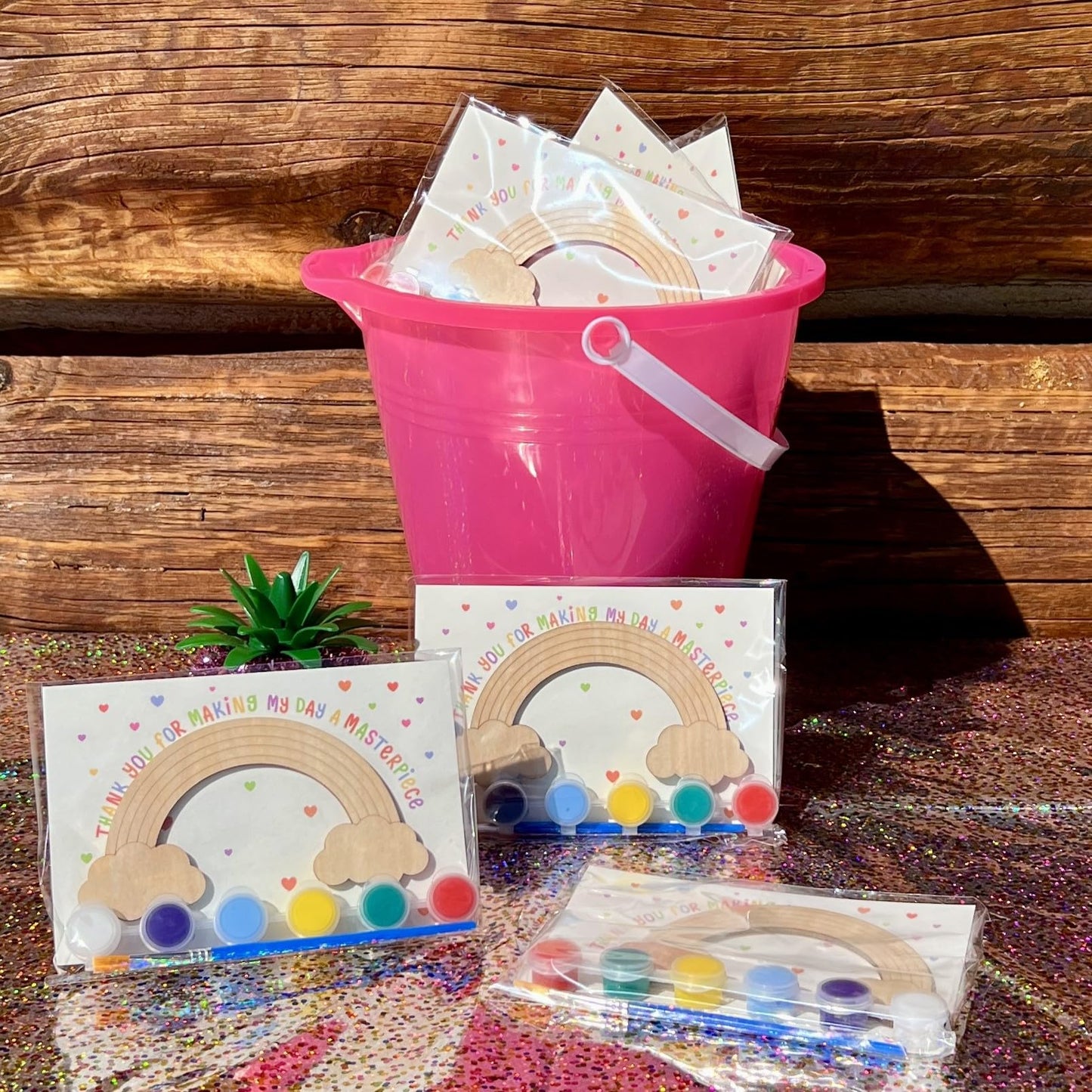 BOIKOKY 12 Pack Rainbow Party Favors for Kids, Wooden Cutouts with Magnets, Painting Kits, Colorful Gifts