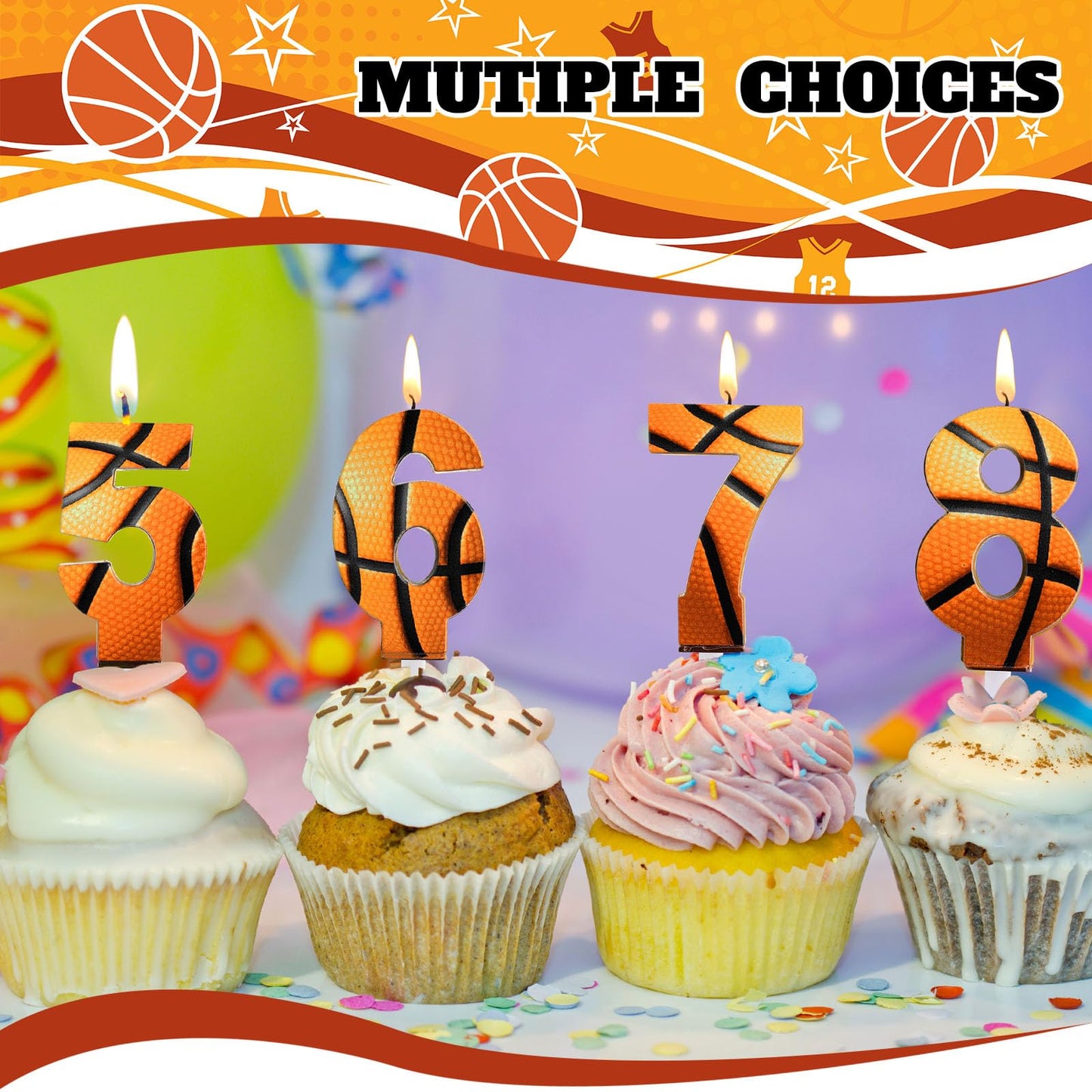 Photect 11 Pcs Basketball Birthday Candles Number 5-9 Candle Cake Topper Decor Basketball Themed Birthday Cake Decorations for B