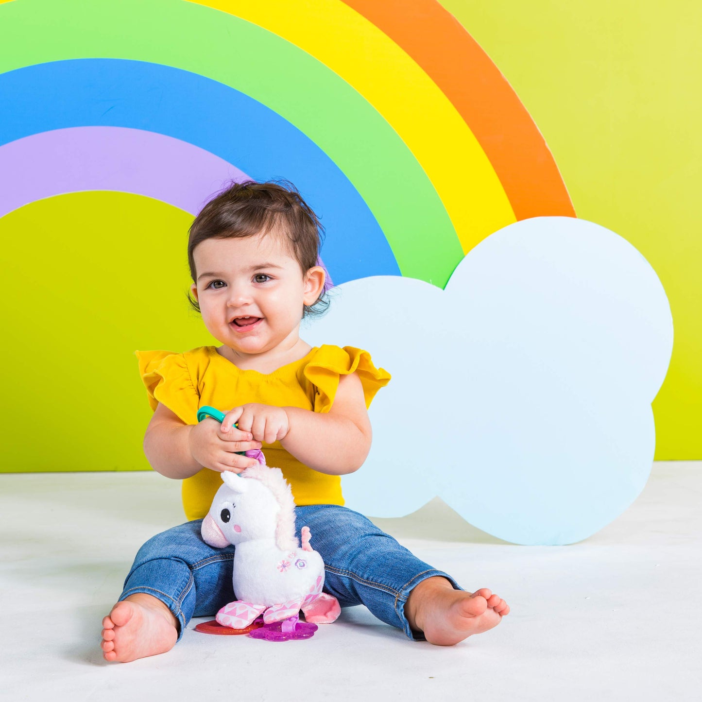 Bright Starts Plush Unicorn Stroller Toy, 1 Count, Fabric, Pink, Model 11122-6, Ages 0 Month+