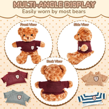 Sratte 8 Pcs Doll Clothes Bear Clothes Cute Stuffed Animal Doll Accessories Plush Toy Clothes Bear Sweater Outfit Fit Most 14-18 Inch Bears Animal Plush Dolls Stuffed Toys
