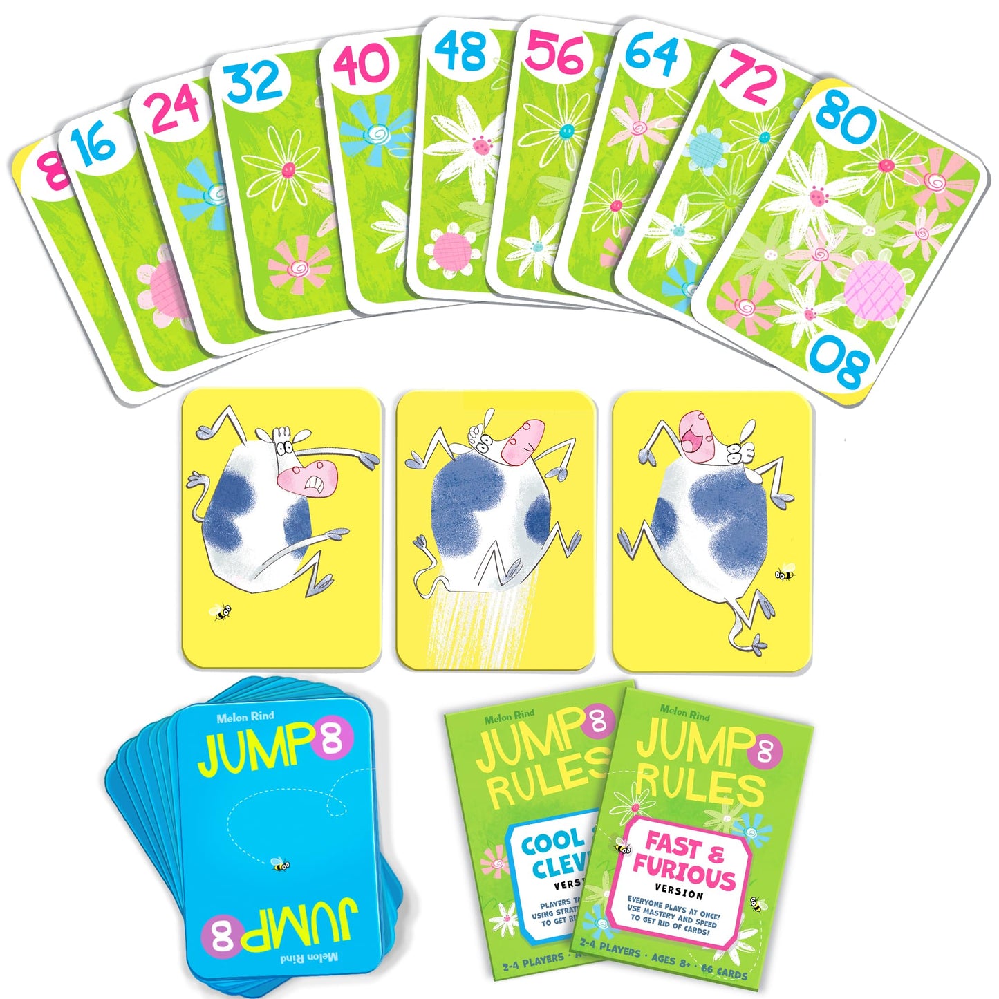 Melon Rind Jump 8, Math Game For Kids Learning Multiples Of 8, Lively, Fun Card Game, Quick Activity For Boosting Math Confidenc