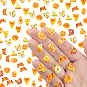 WOZADU 200 PCS Mini Food Figures for Crafts Tiny Resin Baking Bread Miniature Things for Dollhouse Fairy Garden Micro Landscaping Decoration Cake Toppers Decor