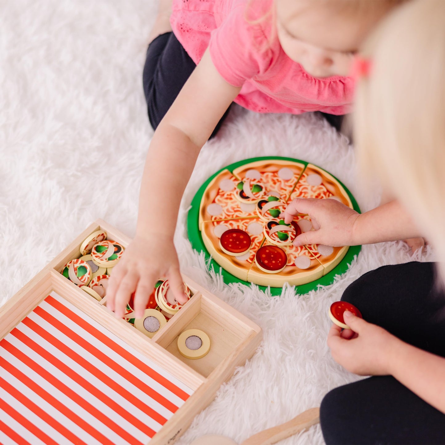 Melissa & Doug Pizza Party Wooden Pretend Play Food Set With 36 Toppings, Preschool Toy Pretend Food, Play Wooden Pizza And Cutt