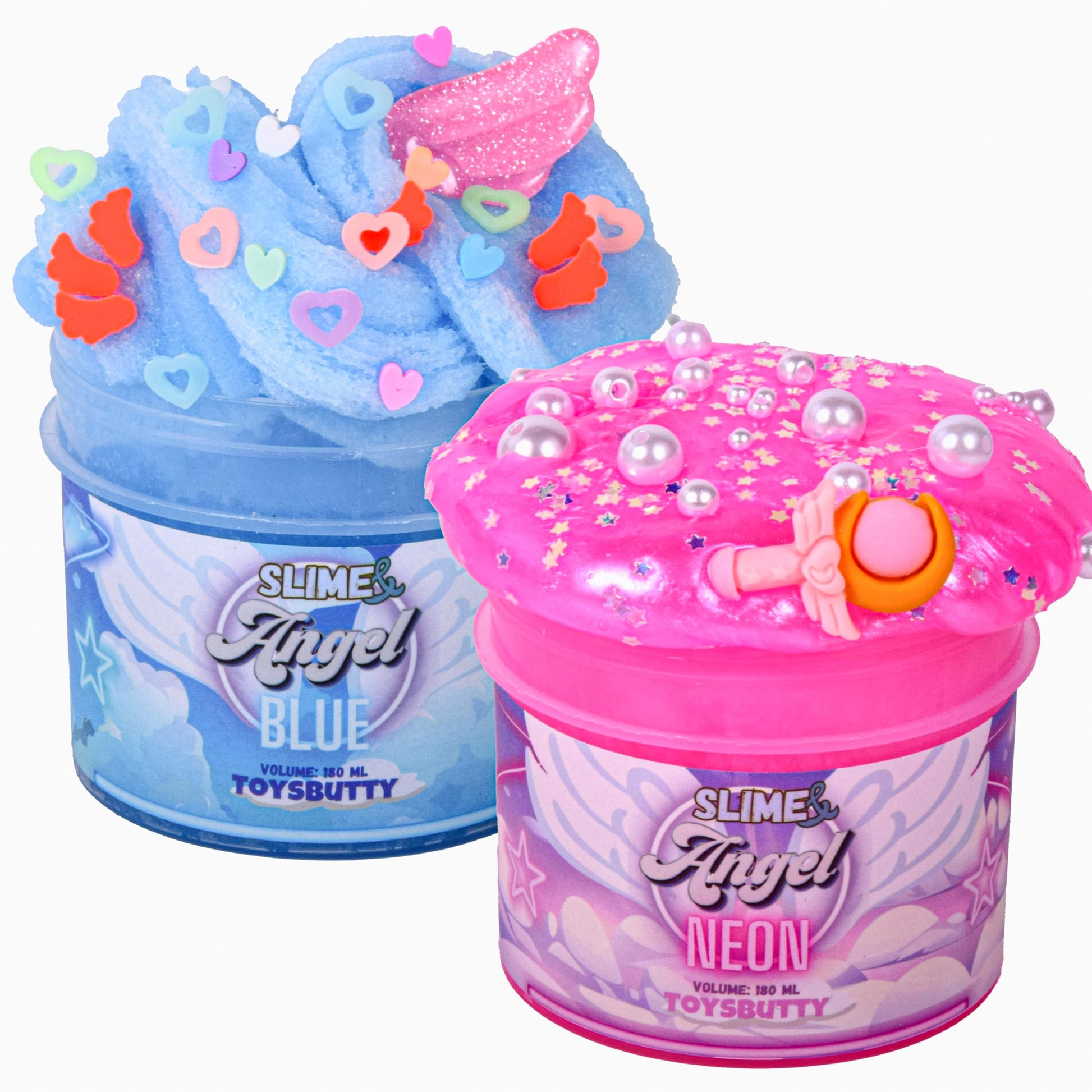 Finoclay 2 Slime Pack Clear Slime & Cloud Slime Kit For Girls Boys, Create With Kids Heaven Theme, Premade Slime Making Kit, 8 S