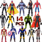 Muksse 14 Pcs Big Set Superhero Action Figures - Collectible Models 6.5-Inches Tall, Exclusive Set Superhero Toys, For Kids, Fig
