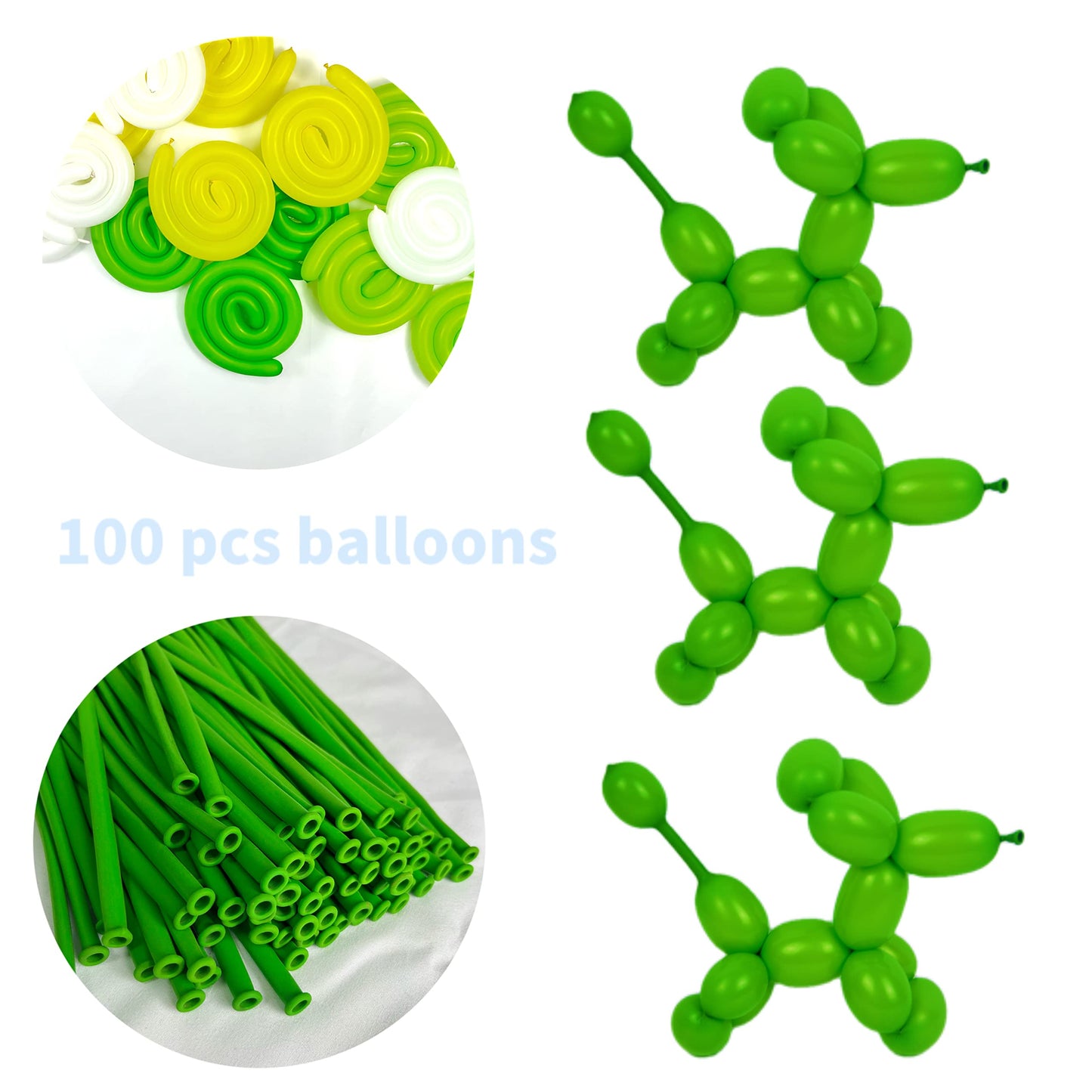 Eblliwsm 100Pcs 260Q Green Magic Long Balloon Decoration Shopping Mall Activities, Party Decoration, Parent-Child Activities. No