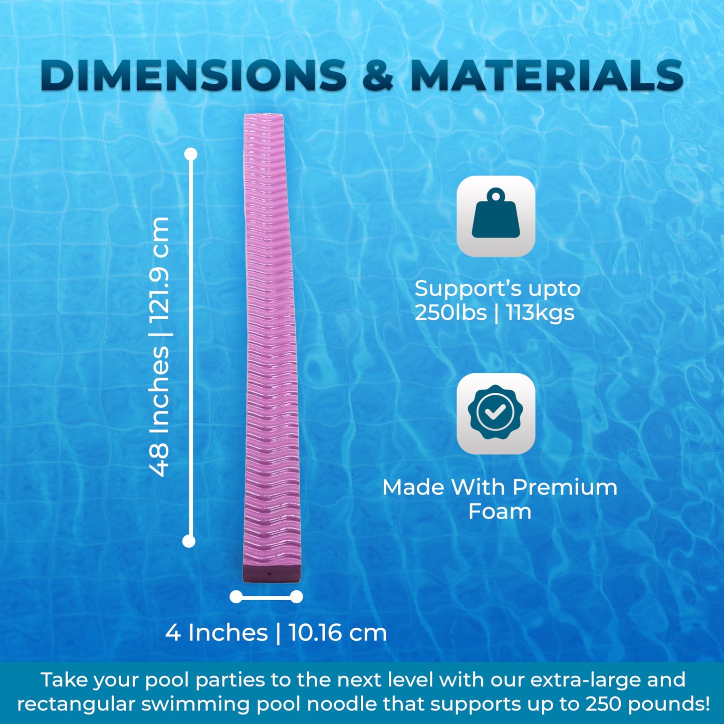 VOS Liberty Foam Pool Wavy Noodle  enhanced & Big  Super Soft Pool Noodle for Swimming and Floating  Pool Floats  Lake Floats for mature-themeds  Single Pack (Lavender Secret)