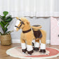 Qaba Ride-On Walking Rolling Kids Horse With Easy Rolling Wheels, Soft Huggable Body, & A Large Size For Kids 3-8 Years
