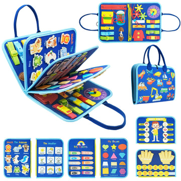 Toddler Montessori Busy Board for 1-3 Year Old, Sensory Busy Book for Kid Boys Girls, Activity Books for Educational Activity De